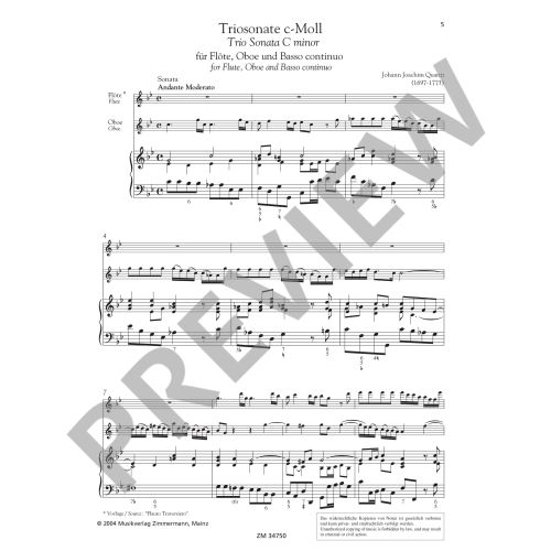 Quantz - Trio Sonata for Flute, Oboe and basso continuo