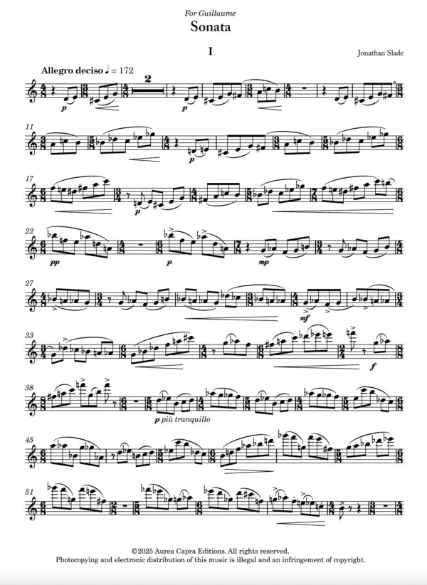 Slade J - Sonata for flute and piano - Digital Download