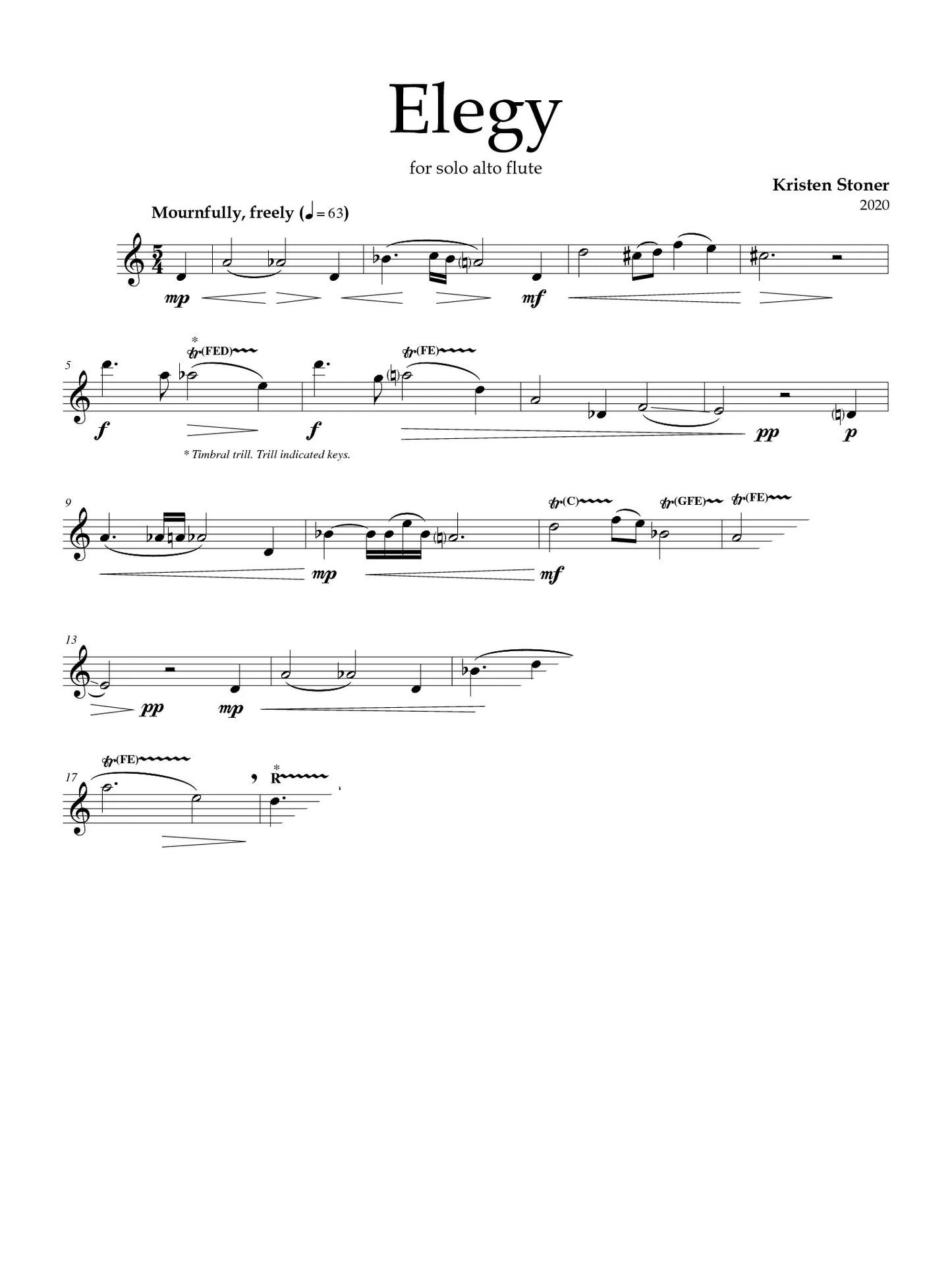 Stoner - Elegy for Alto Flute