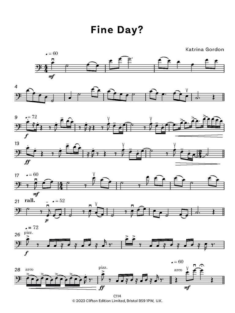 Gordon, Katrina: Fine Day? and Skerry Selkie. Double Bass and Piano - Digital Download