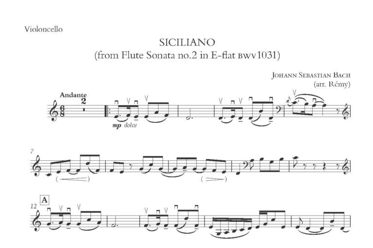 Bach, J.S.: Siciliano from flute sonata No.2 in E flat BWV 1031 arr. Rémy - Digital Download