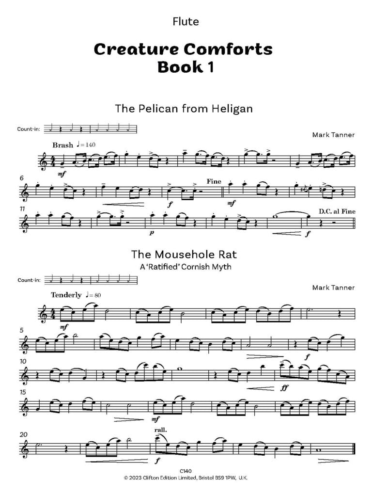 Tanner, Mark: Creature Comforts, Book 1. Flute & Piano - Digital Download