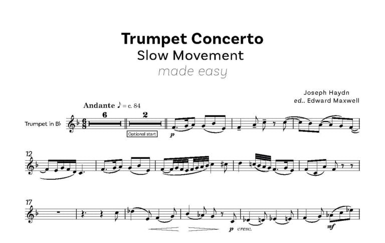 Haydn: Trumpet Concerto Slow Movement Made Easy — Trumpet and Piano arr. Edward Maxwell. - Digital Download