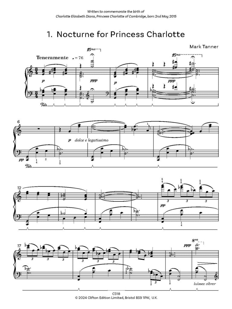 Tanner, Mark Sleep Tight Two Intermediate Piano Pieces for solo piano - Digital Download