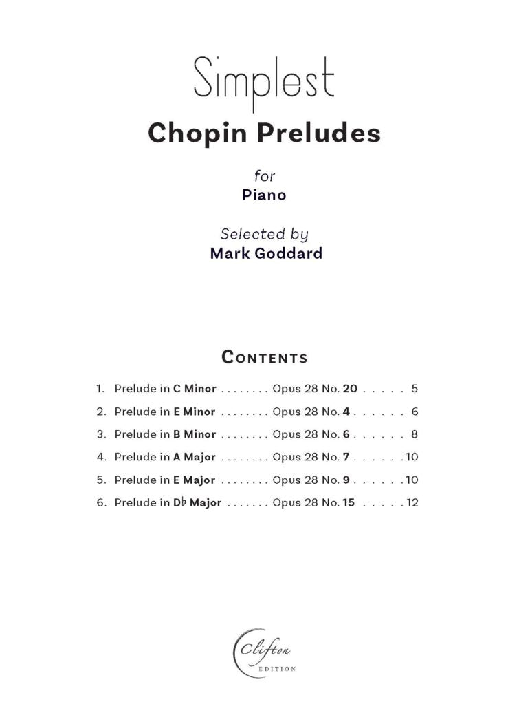 Simplest Chopin Preludes for Piano ed. Mark Goddard - Digital Download