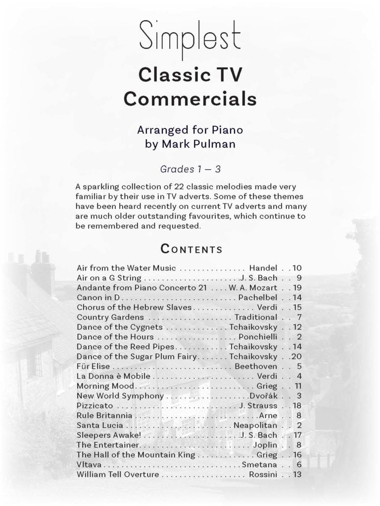 Simplest Classic TV Commercials: Solo Piano - Digital Download