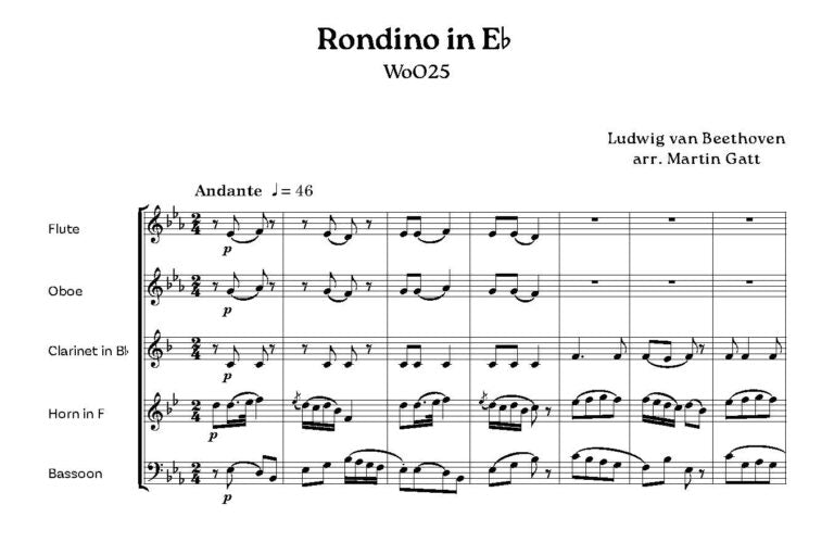Beethoven Rondino in E flat for wind quintet - Digital Download