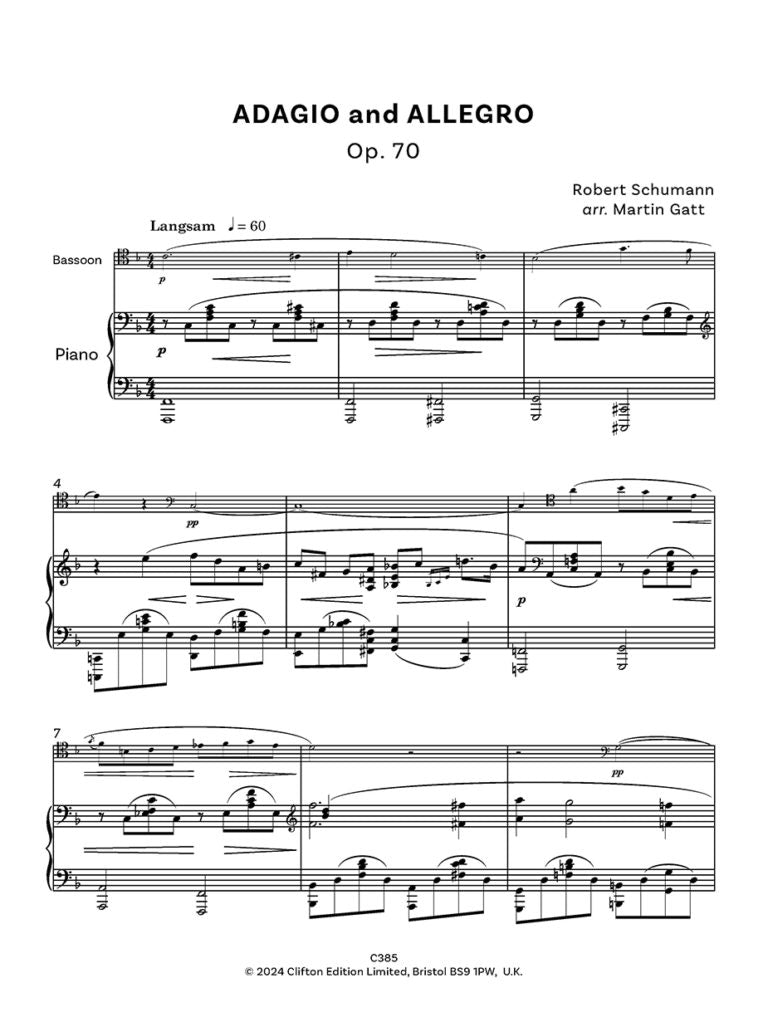 Schumann , R Adagio and Allegro Op. 70 for bassoon and piano - Digital Download