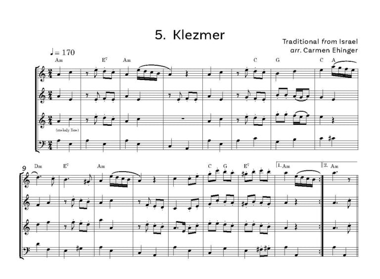 Klezmer for flexible ensemble, Trad. arr. Carmen Ehinger