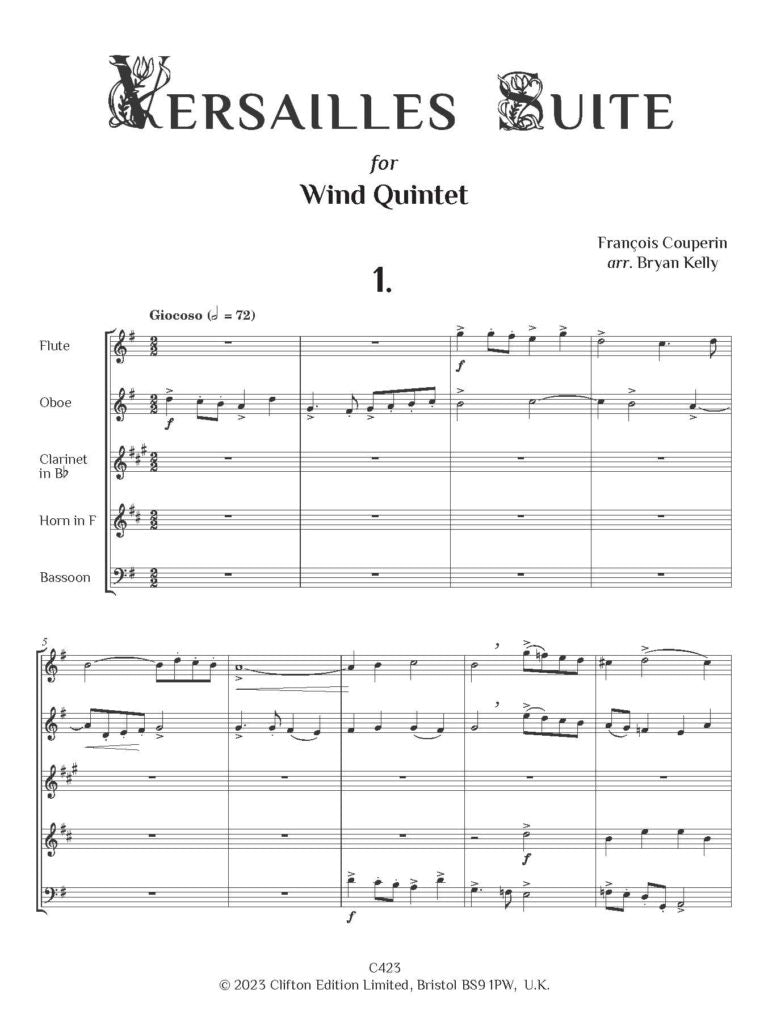 Couperin arr Kelly Versailles Suite for wind quintet - Digital Download