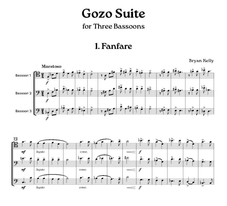 Kelly, Bryan - Gozo Suite for 3 Bassoons - Digital Download