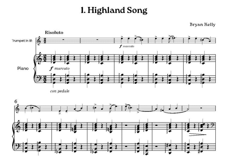 Kelly, Bryan - Travelogue for trumpet and piano- Digital Download