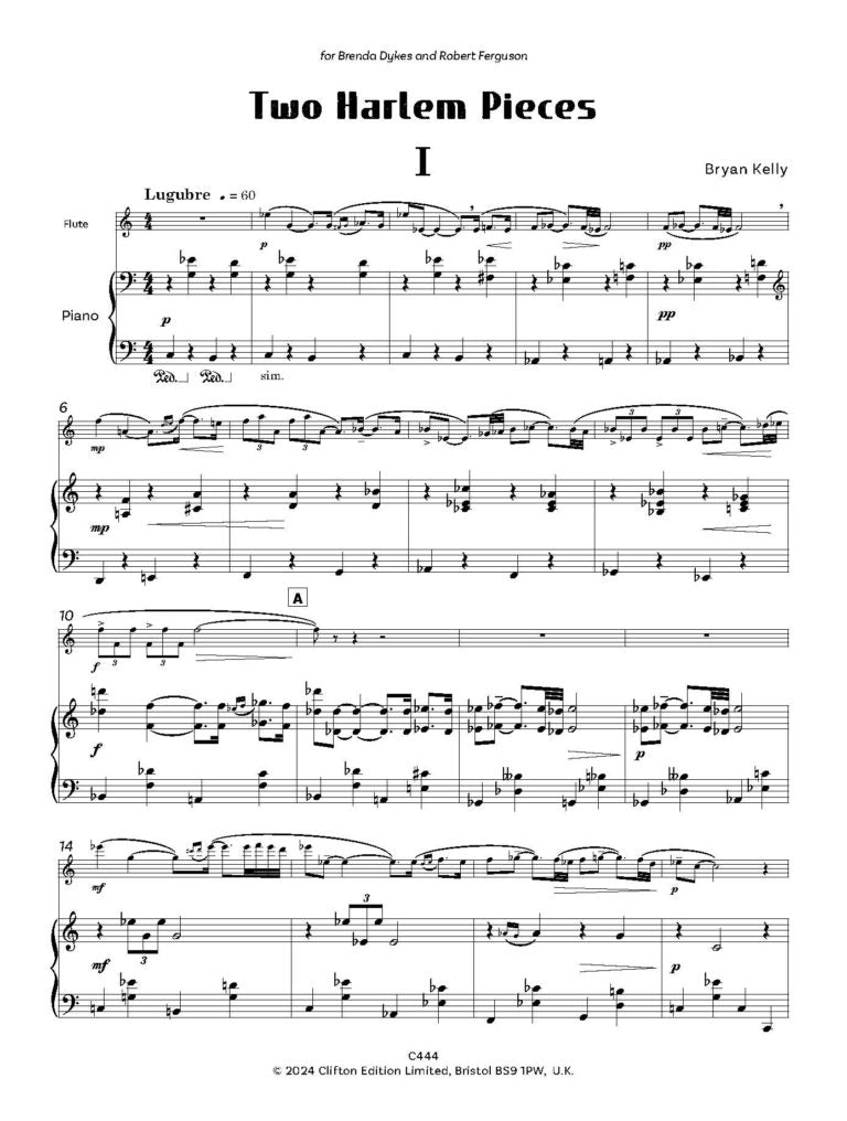 Kelly, Bryan: Two Harlem Pieces for Flute and Piano