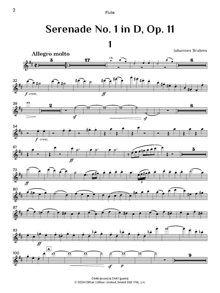 Brahms, Johannes: Serenade No. 1 in D, Op. 11. Score & Parts - Digital Download