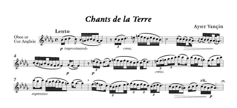Vançin, Ayser: Chants de la Terre et Réveil for solo Oboe or Cor Anglais - Digital Download