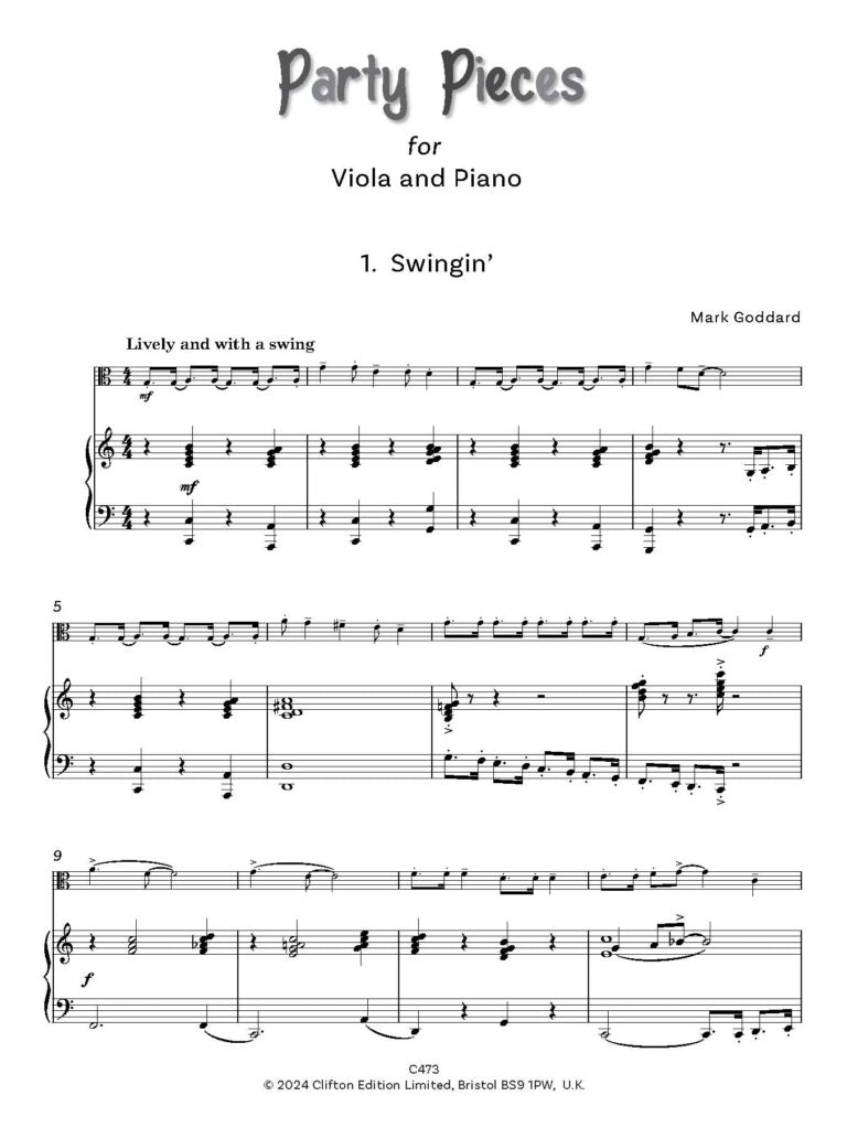 Goddard, Mark: Party Pieces for Viola & Piano - Digital Download