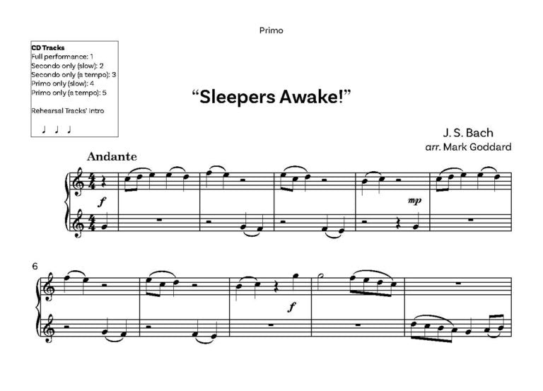 Easy Bach Piano Duets with option backing tracks arr. Mark Goddard - Digital Download