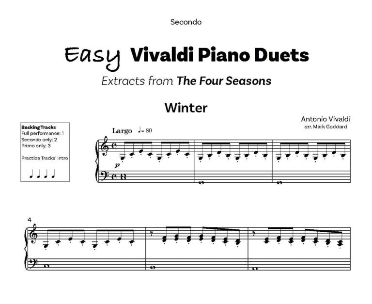 Easy Vivaldi Piano Duets with option backing tracks arr. Mark Goddard - Digital Download
