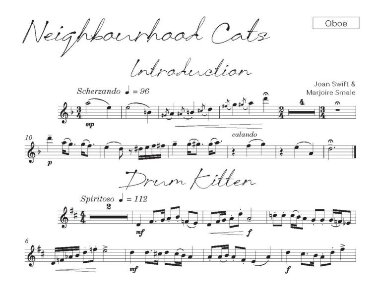 Swift and Smale: Neighbourhood Cats for Oboe & Piano - Digital Download