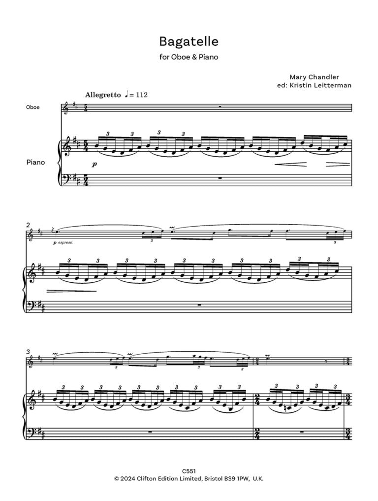 Chandler, Mary - Bagatelle for oboe and piano - Digital Download