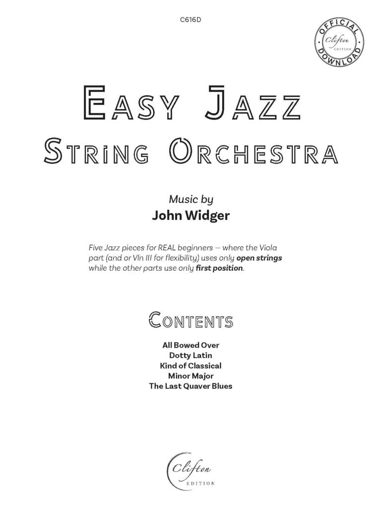 Widger, John - Easy Jazz String Orchestra - Digital Download
