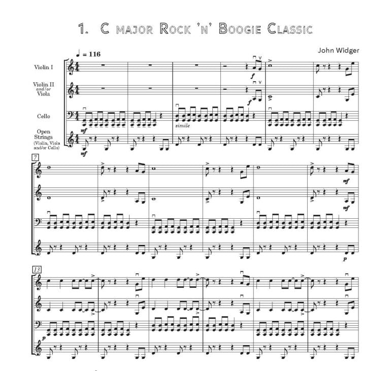 Widger, John - Rock ‘n’ Boogie String Orchestra Seven pieces for grade one string players with easy open string parts - Digital Download