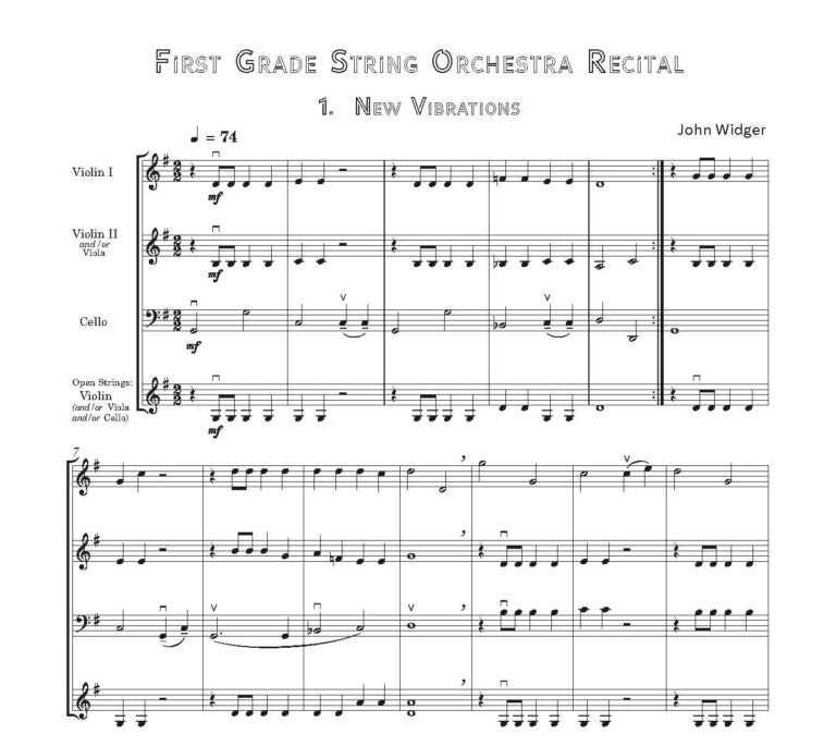 Widger, John - First Grade String Orchestra Recital Nine easy pieces for grade one string players with easy open string parts- Digital Download