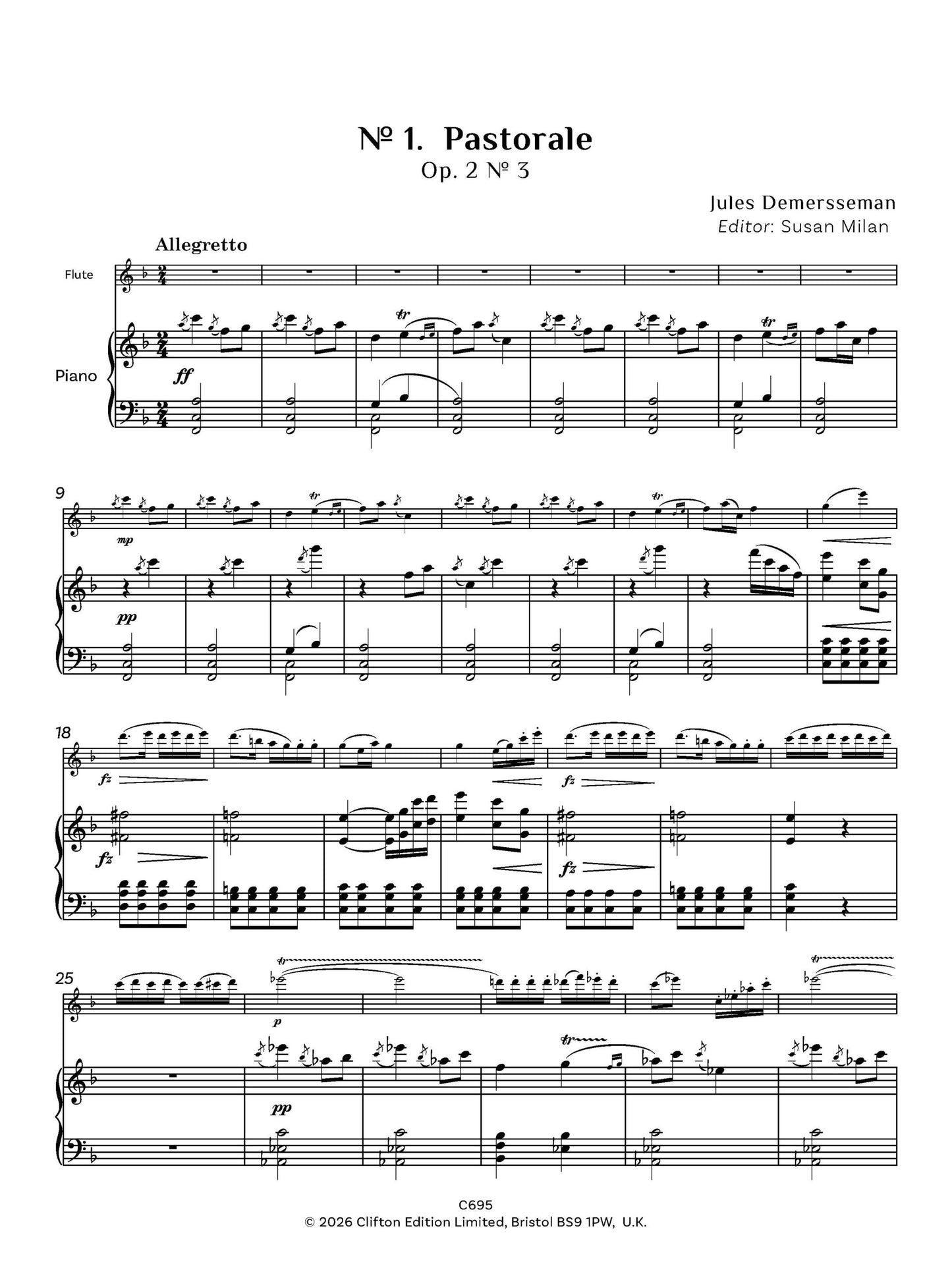 Jules Demersseman ed. Susan Milan Showpieces Vol 1 for flute and piano - Digital Download