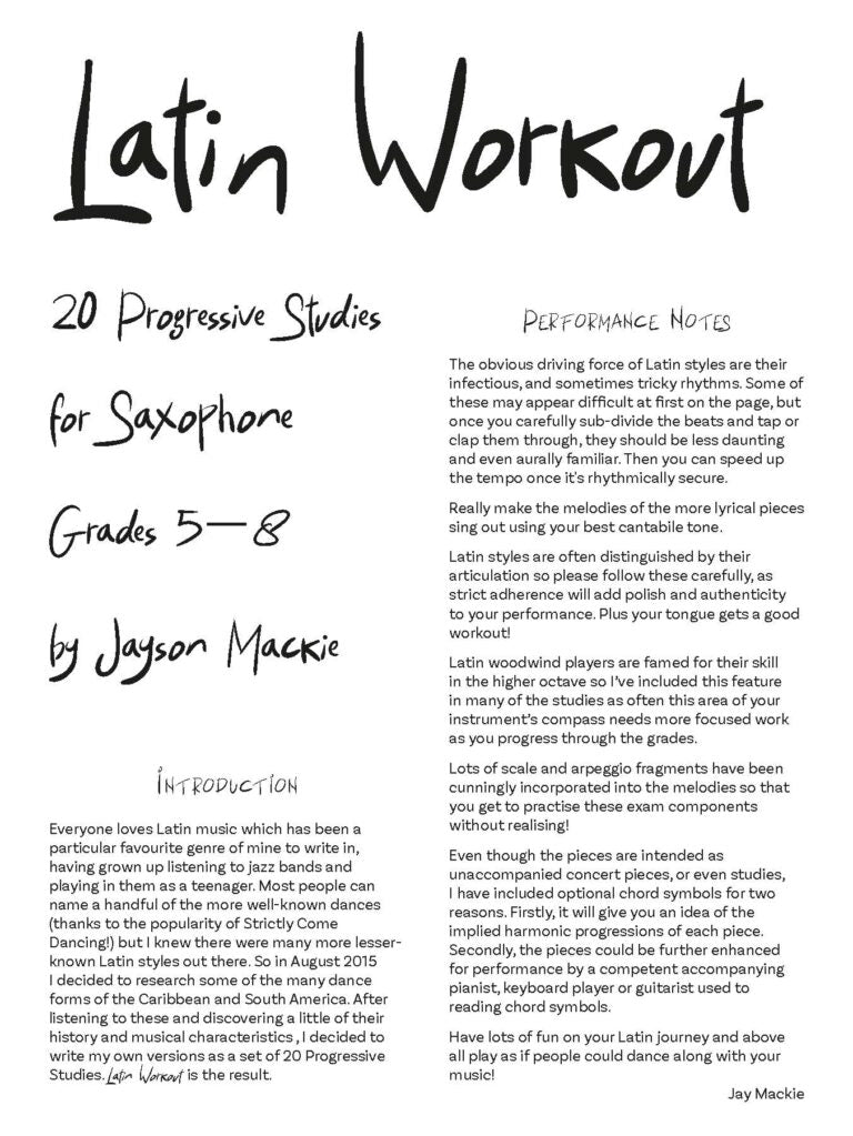 Mackie,Jayson - Latin Workout 20 Progressive Studies for Saxophone- Digital Download