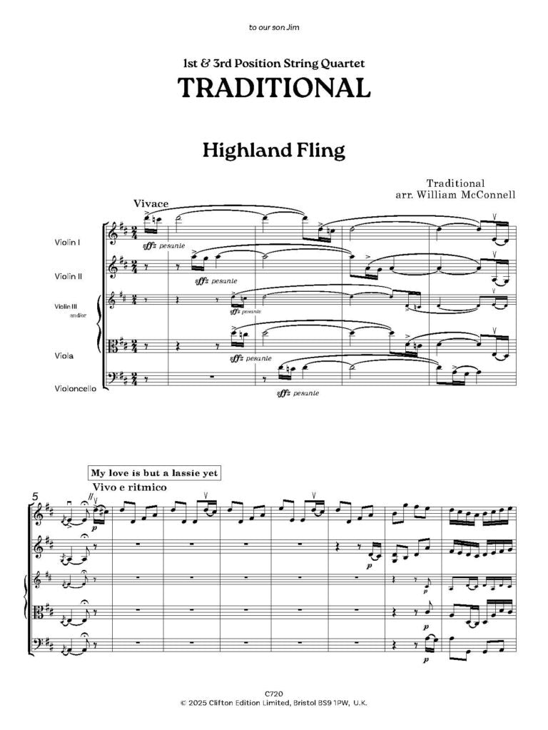 1st & 3rd Position String Quartet: Folk. “Highland Fling” - Digital Download