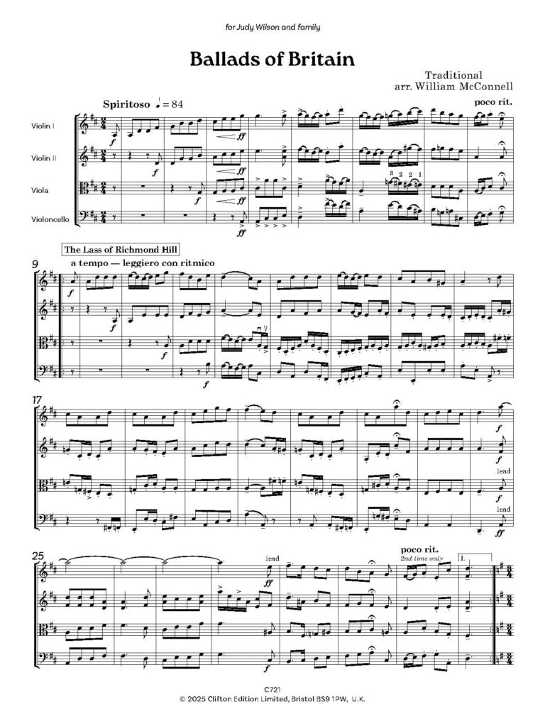 Ballads of Britain for String Quartet: - Digital Download