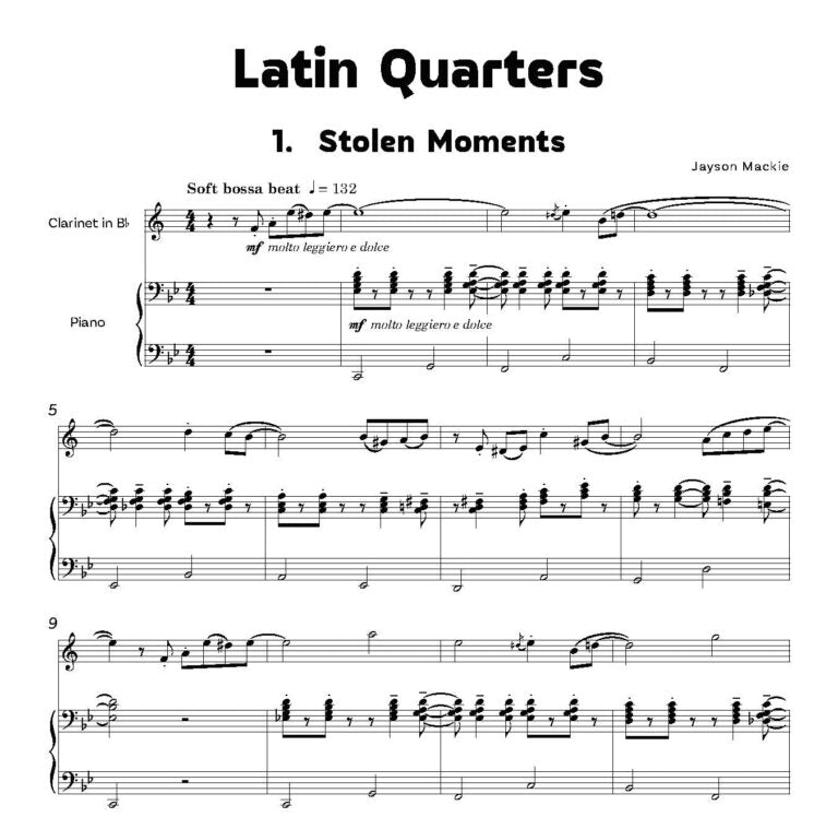 Mackie, Jayson - Latin Quarters for clarinet and piano - (Digital Download)