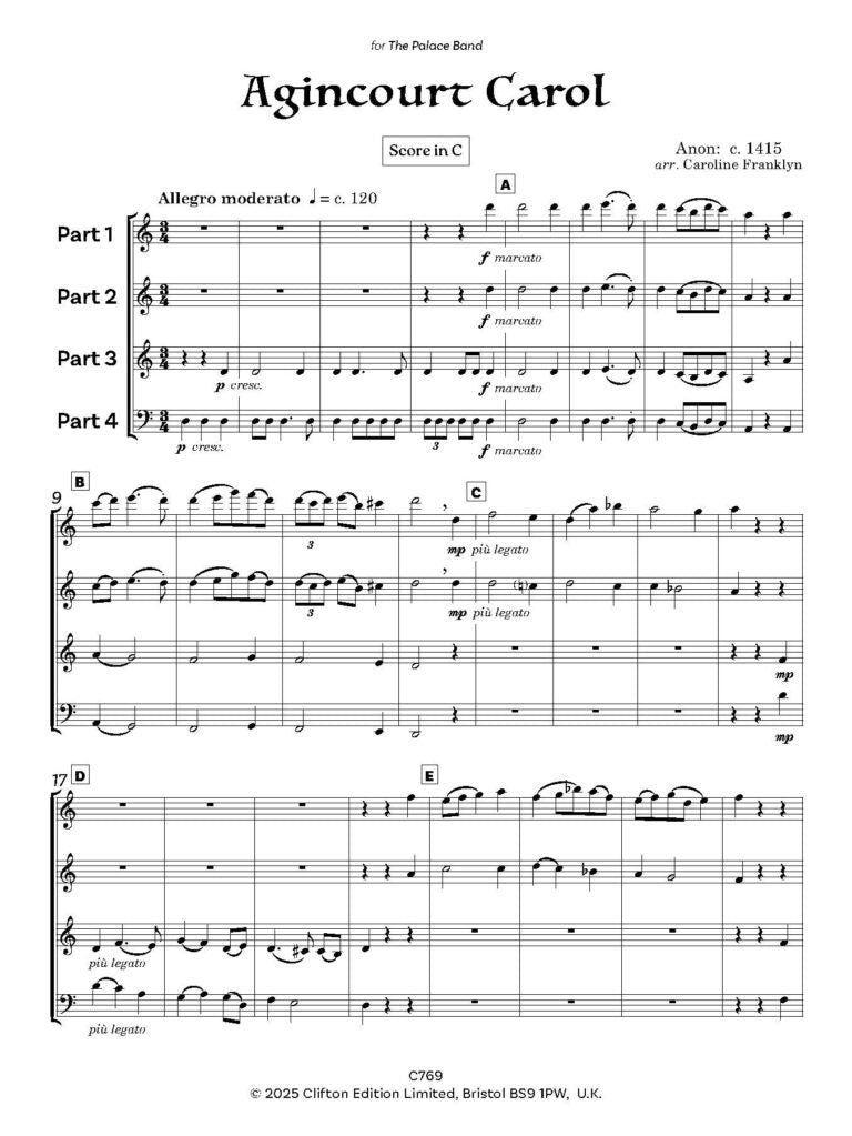 Agincourt Carol for Flexible Wind Ensemble