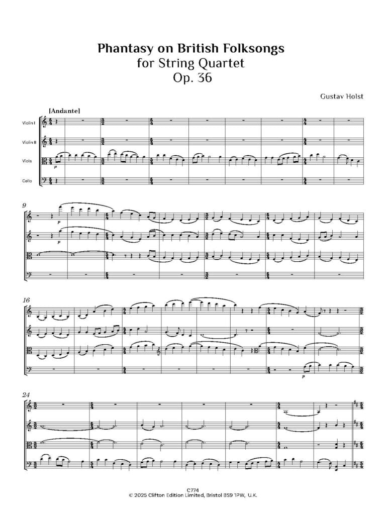 Holst, Gustav - Phantasy Quartet on British Folk Songs- Digital Download