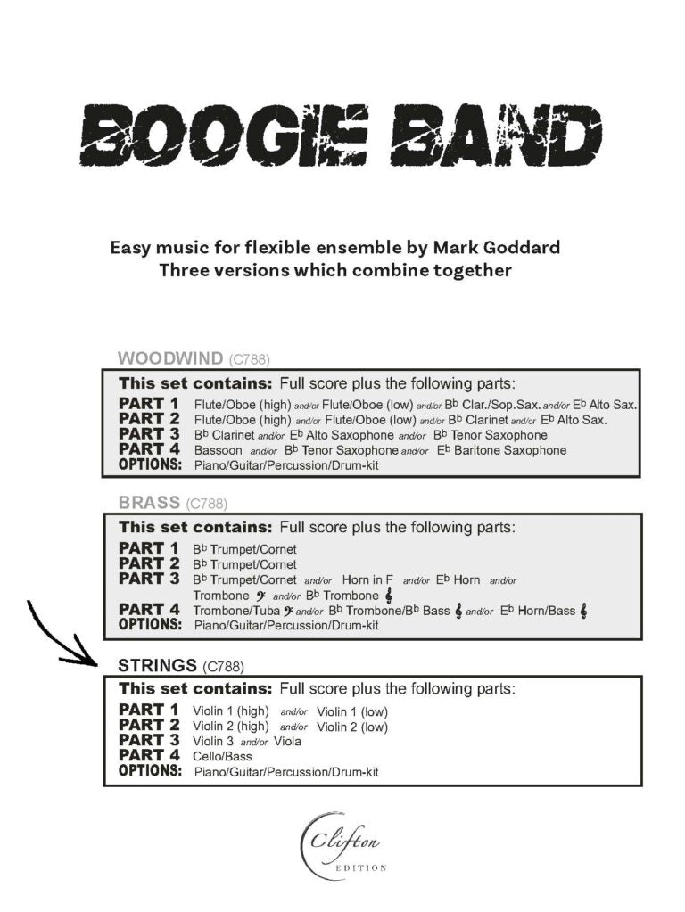 Goddard, Mark - Boogie Band Strings for Flexible Ensemble