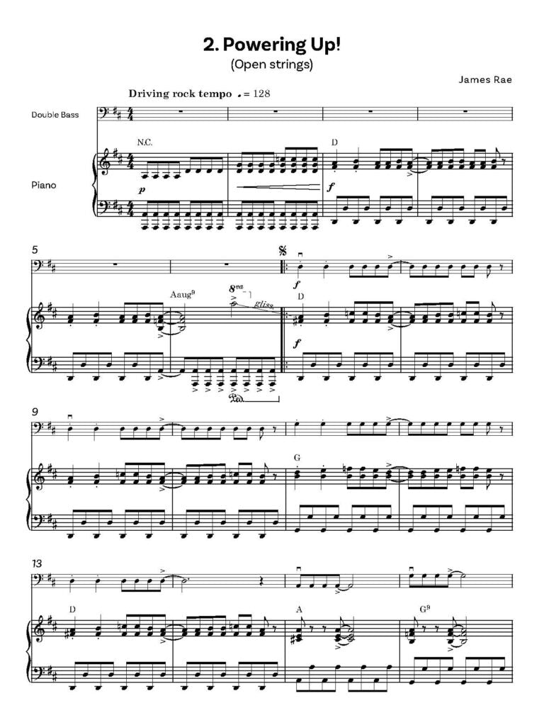 Rae, James - Fully Charged! for Double Bass and piano - Digital Download