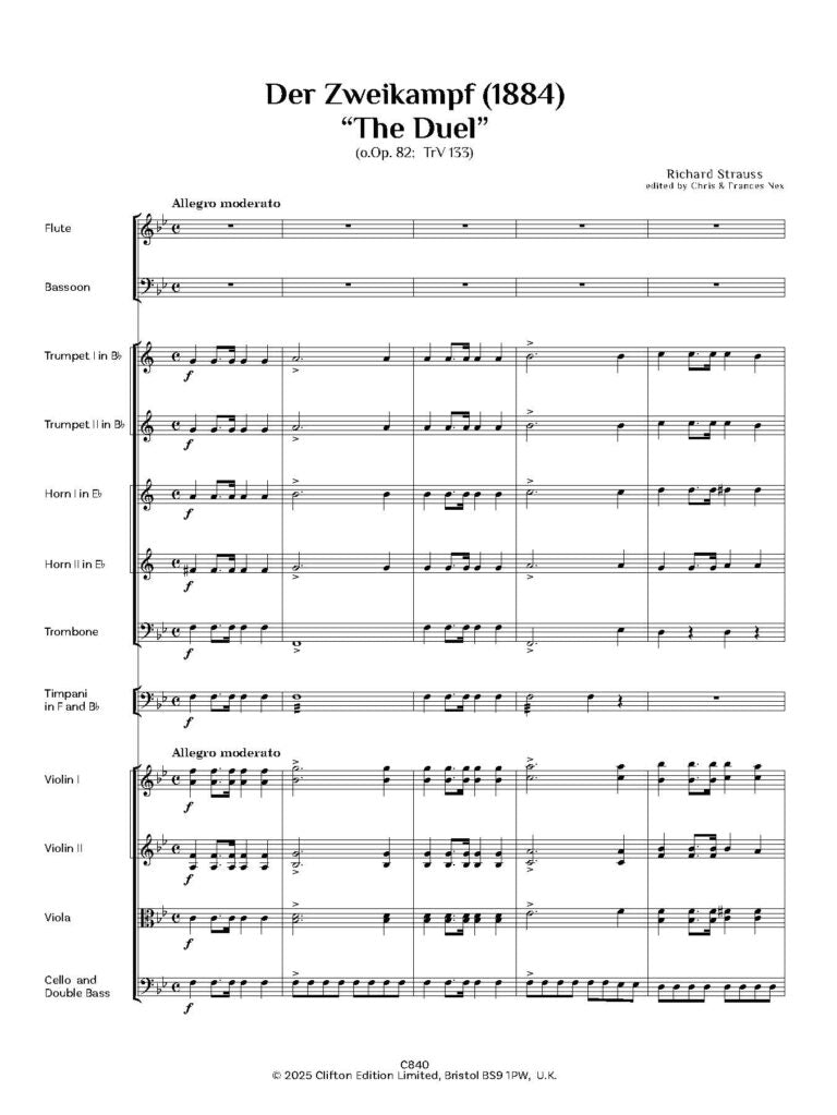 Straus: der Zweikampf “The Duel” — Orchestral Score and Parts (o.Op. 82; TrV 133) - Digital Download