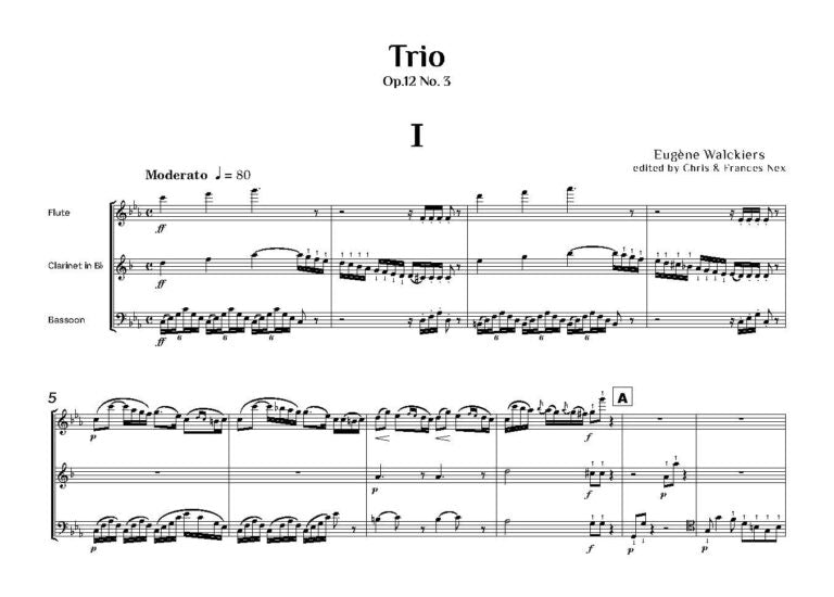 Eugène Walckiers ed. C M M Nex ed. F H Nex - Trio Op. 12 No. 3 in C minor Score and Parts- Digital Download
