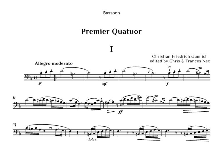 Gumlich, CF - Premier Quatuor for Bassoon and string trio - (Digital Download)