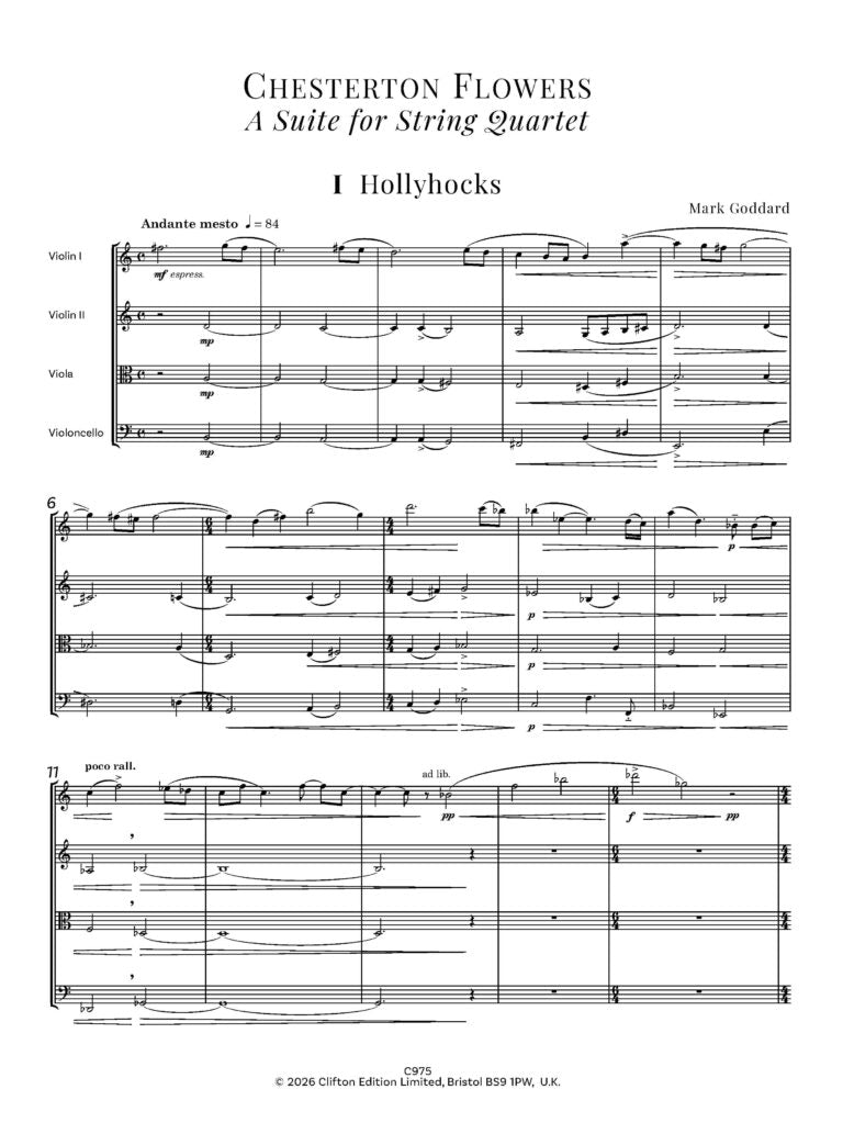 Chesterton Flowers (String Quartet)- Digital Download