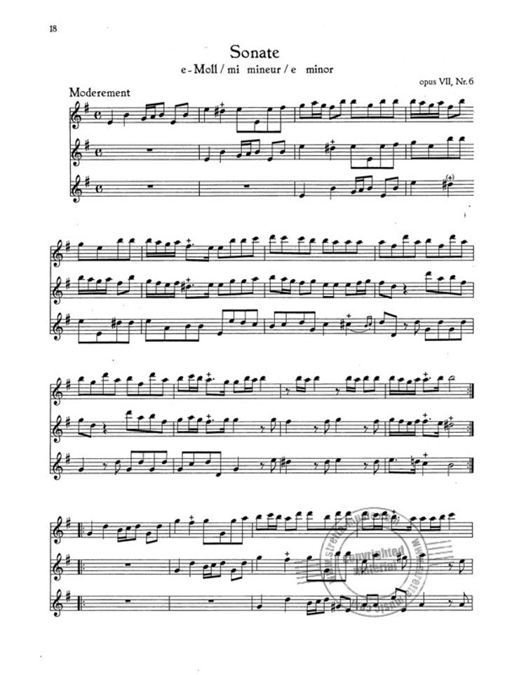 Six Sonatas for 3 Flutes Op 7 Volume 2