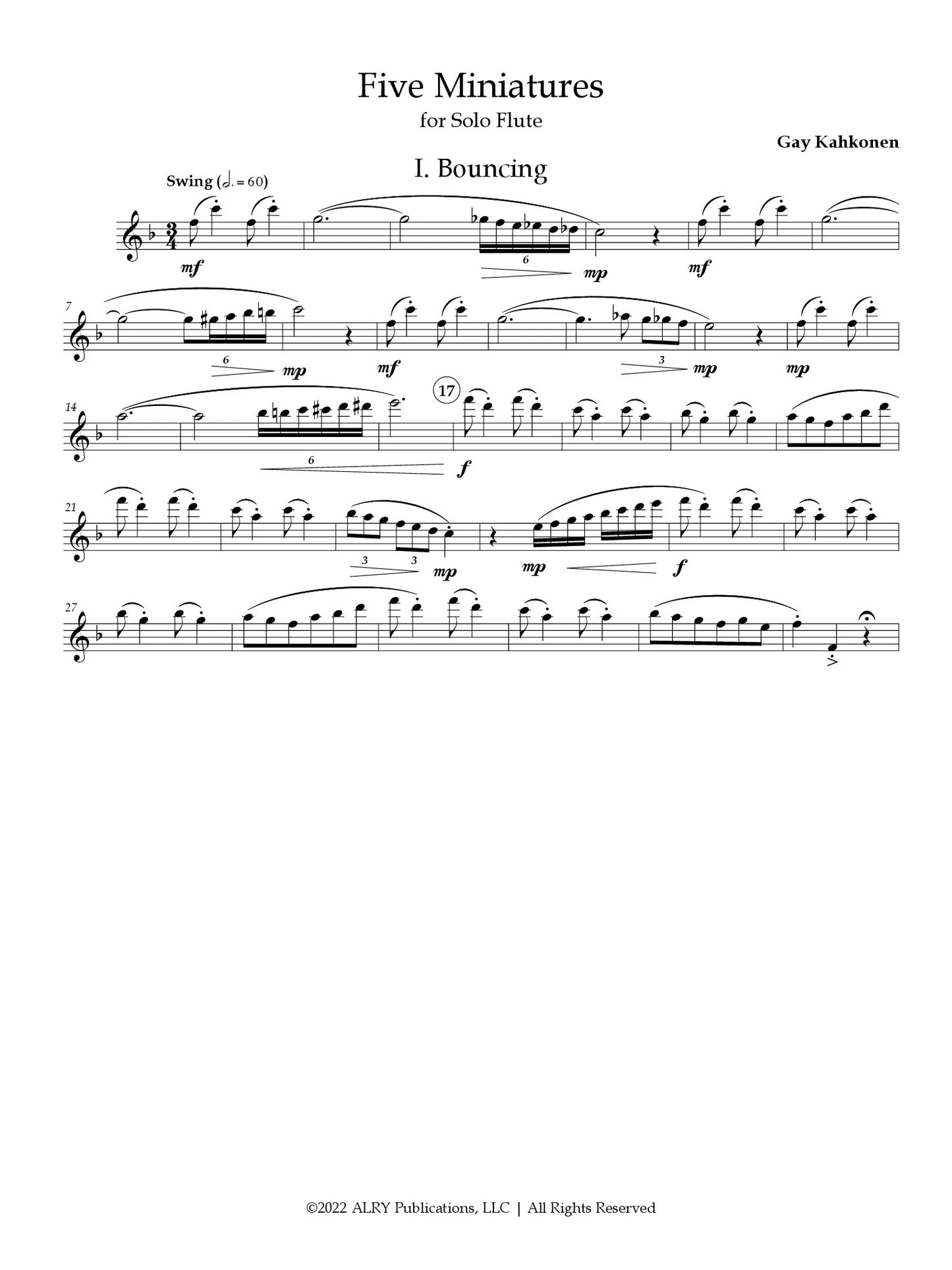 Kahkonen - Five Miniatures for Solo Flute
