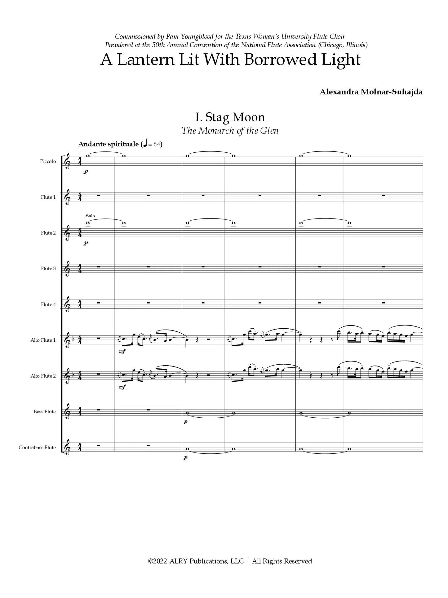 Molnar-Suhajda - A Lantern Lit With Borrowed Light for Flute Choir