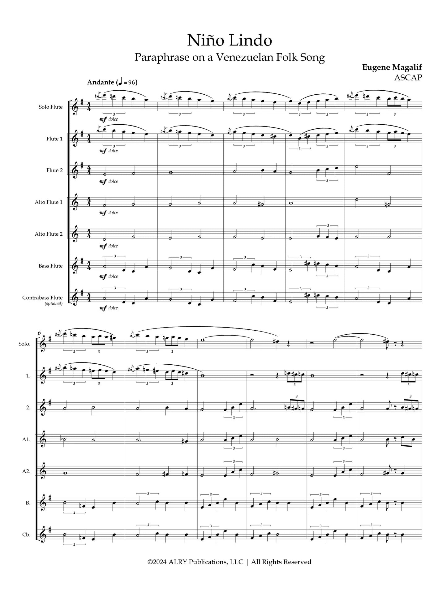 Magalif - Niño Lindo for Solo Flute and Flute Choir