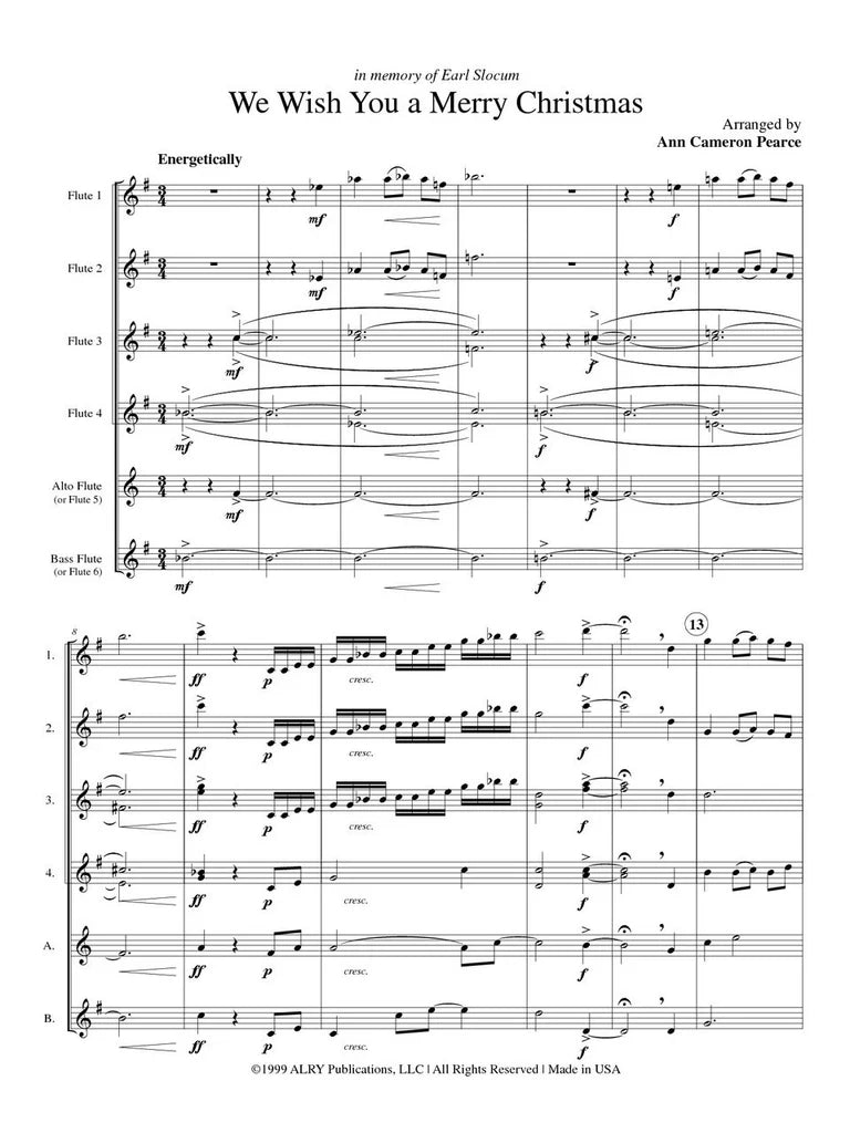 Pearce - We Wish You a Merry Christmas - Flute Choir
