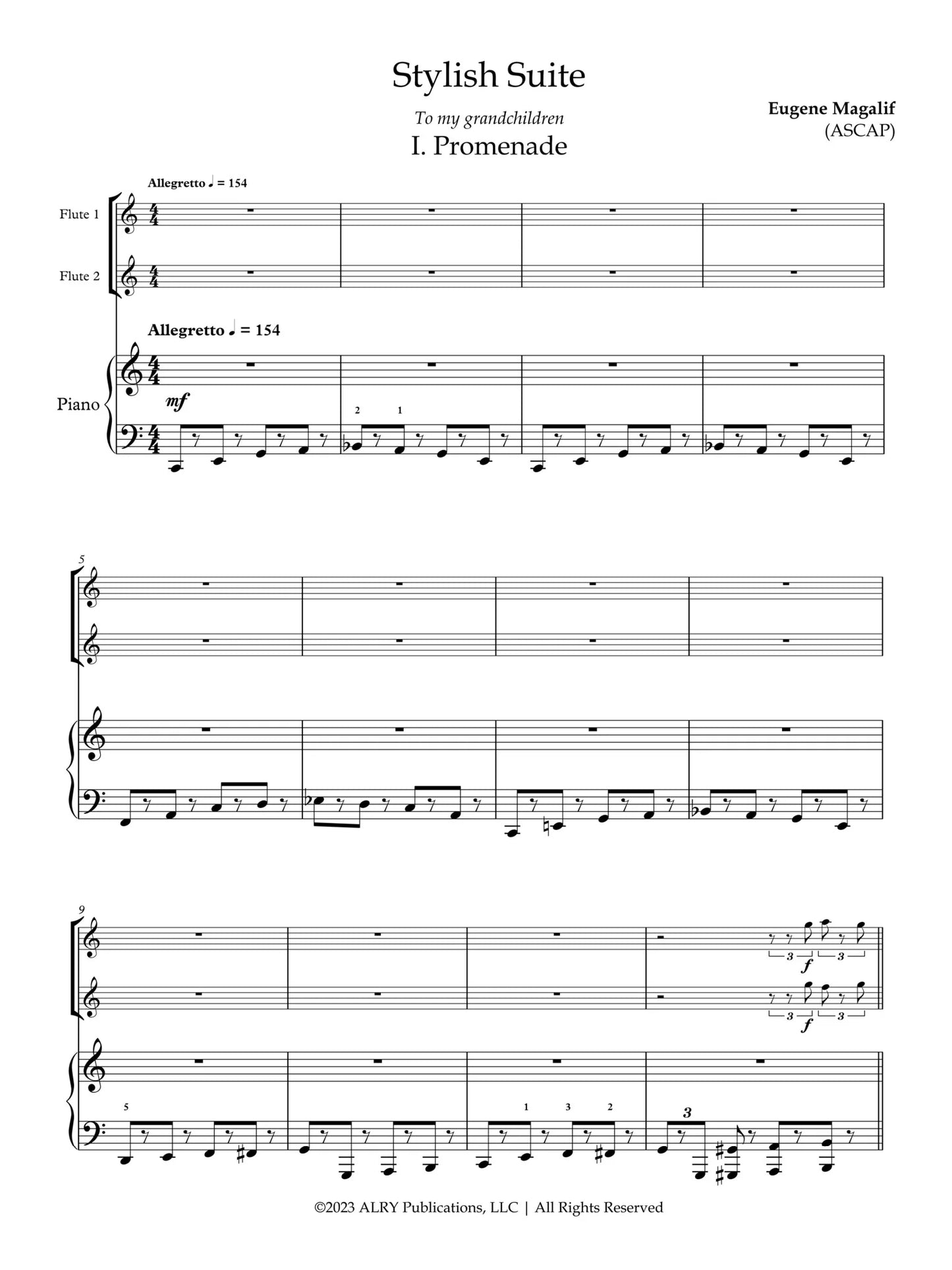 Stylish Suite for Two Flutes and Piano