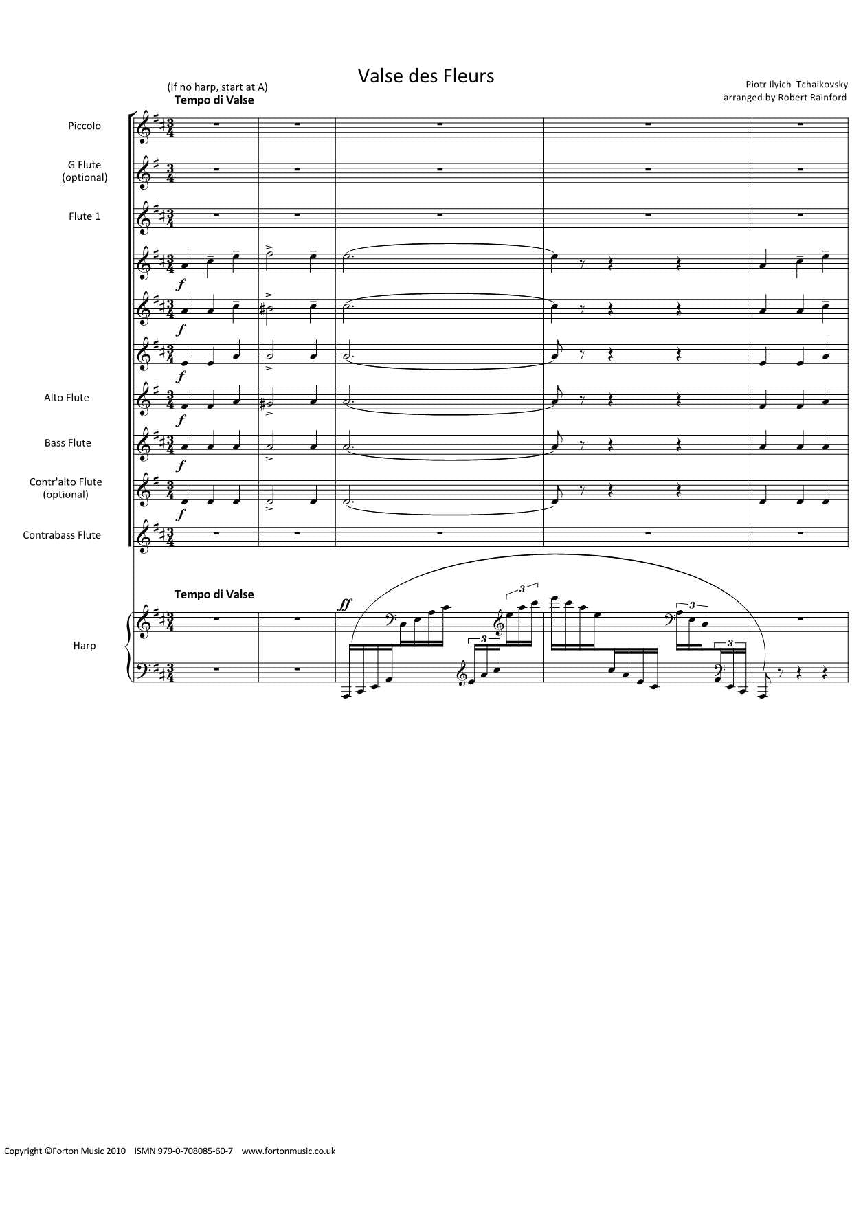 Tchaikovsky - Valse des Fleurs - flute ensemble - Digital Download