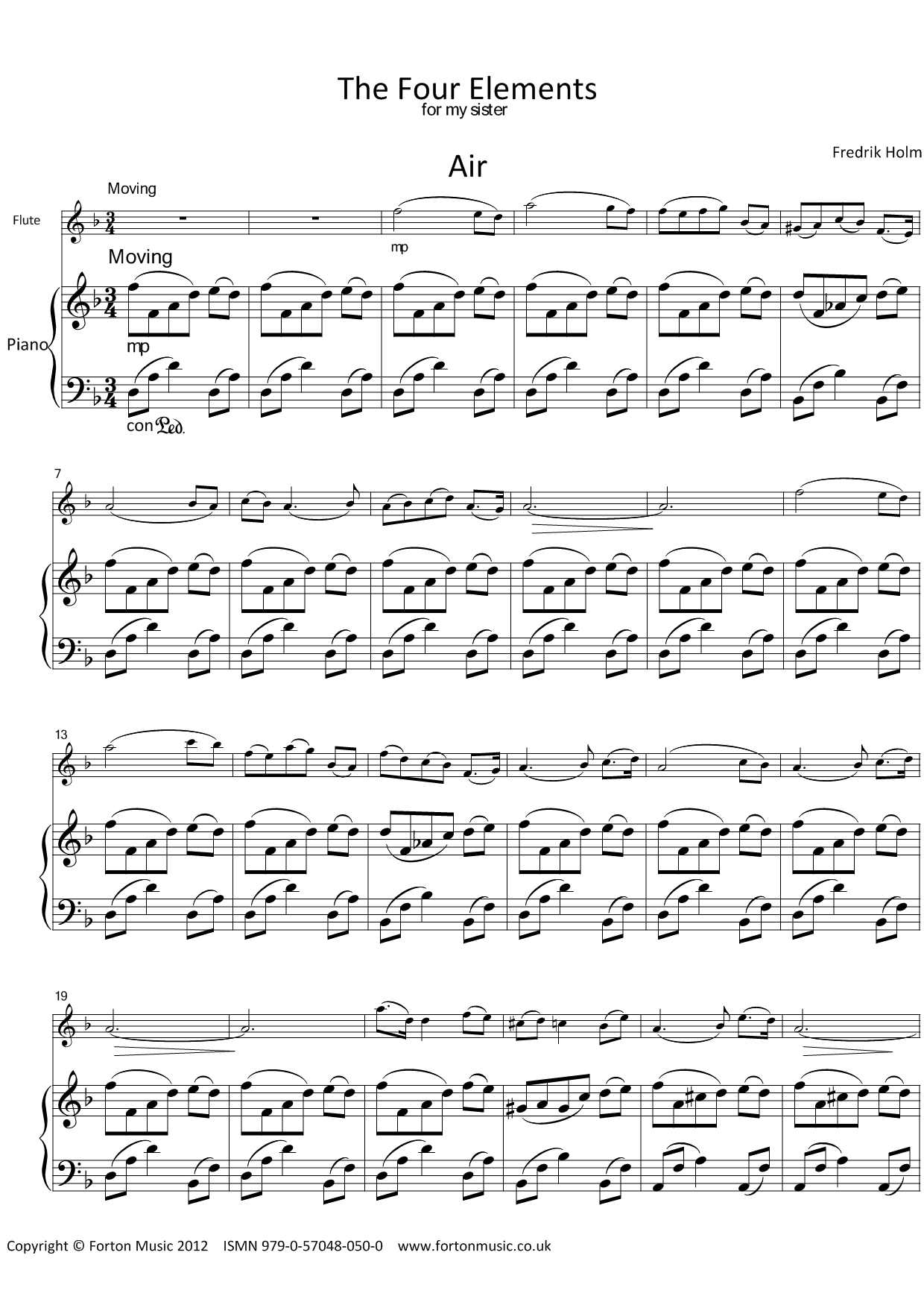 Holm, Fedrik - The four elements for flute and piano (Digital Download)