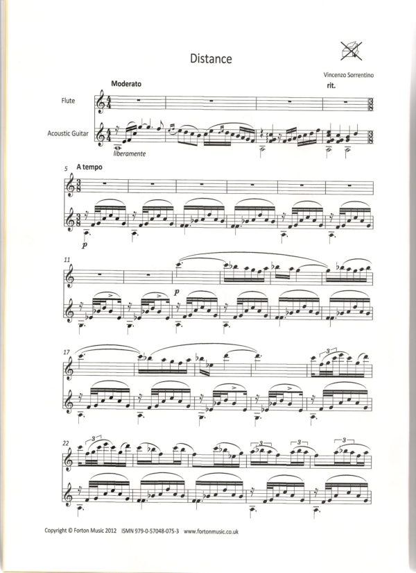 Sorrentino, Vincenzo - Distance for flute and Guitar (Digital Download)