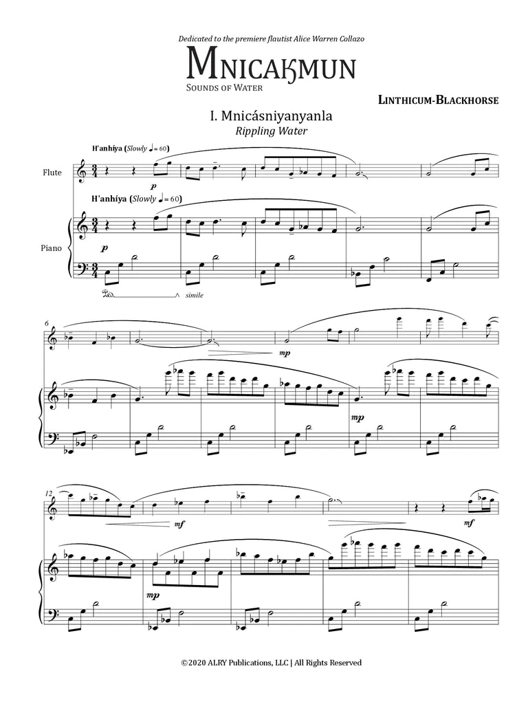 Linthicum-Blackhorse - Mnicakmun for Flute and Piano